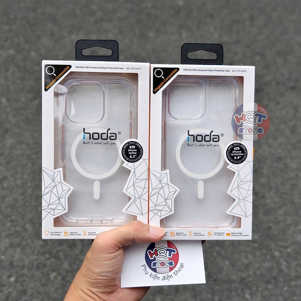 Ốp lưng kính HODA Crystal Pro Magsafe iPhone 16 Pro Max / 16 Pro