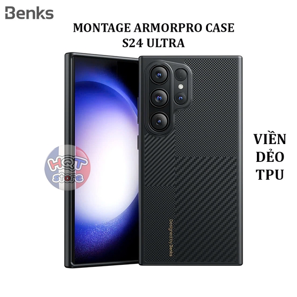 Ốp lưng sợi carbon 600D Benks Montage ArmorPro Case cho S24 Ultra