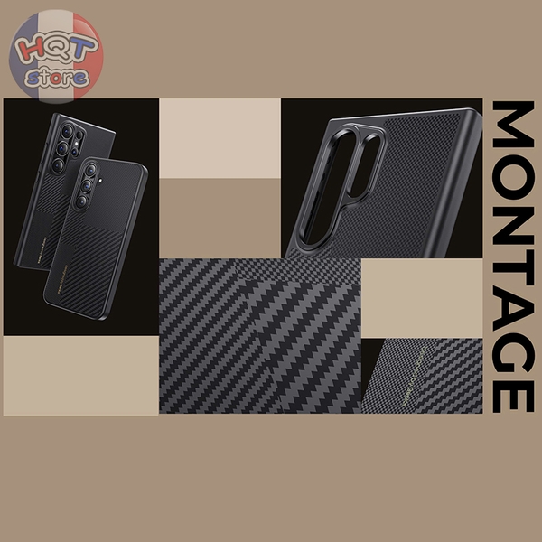 Ốp lưng sợi carbon 600D Benks Montage ArmorPro Case cho S24 Ultra