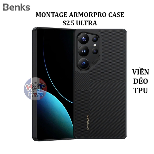 Ốp lưng sợi carbon 600D Benks Montage ArmorPro Case cho S25 Ultra