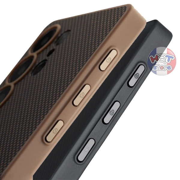 Ốp lưng sợi carbon PITAKA PinButton Case S25 Ultra (full viền nút NFC)