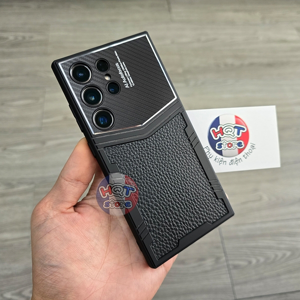 Ốp lưng Vertu da viền dẻo nhám cho Samsung S24 Ultra