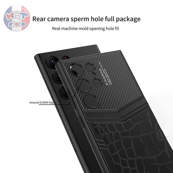 Ốp lưng Vertu da viền dẻo nhám cho Samsung S24 Ultra