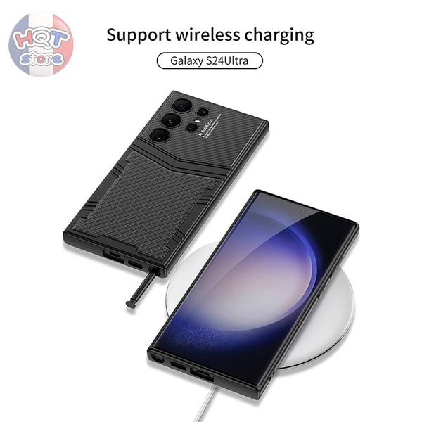 Ốp lưng Vertu da viền dẻo nhám cho Samsung S24 Ultra