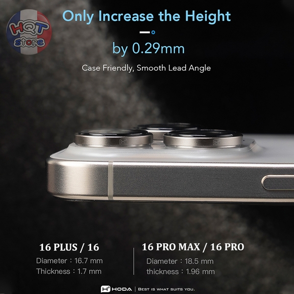 Ốp viền kính bảo vệ Camera Hoda Sapphire IPhone 16 Pro Max / 16 Pro