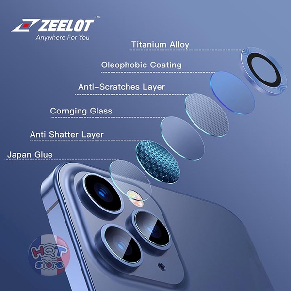 Ốp viền kính bảo vệ Camera ZEELOT Titanium IPhone 12 Pro Max / 12 Pro