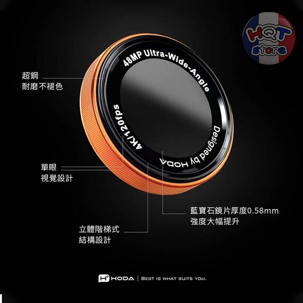 Ốp viền kính Camera Hoda Sapphire MONOCULAR iPhone 17 Pro Max / 17Pro