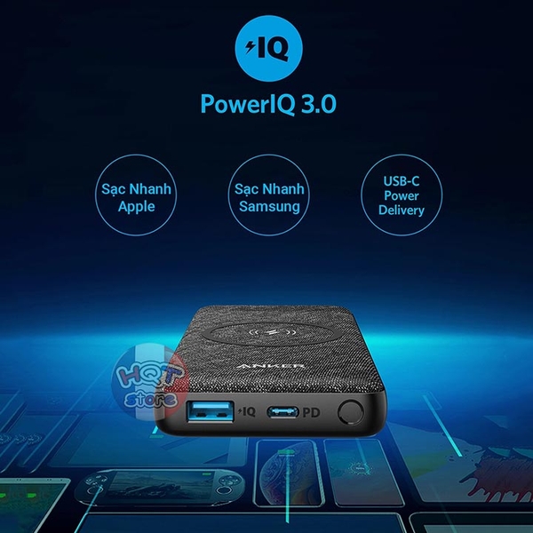 Pin dự phòng Anker PowerCore III Sense 10k Wireless 10000 mah PD A1617