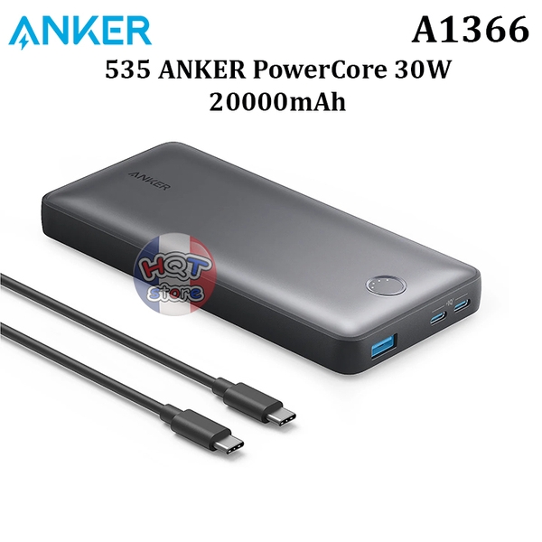 Pin sạc dự phòng Anker 535 PowerCore 20K 20000 mah PD 30w A1366
