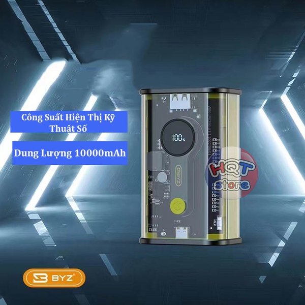 Pin sạc dự phòng trong suốt BYZ W90 20000mah PD 22.5W 20W sạc nhanh