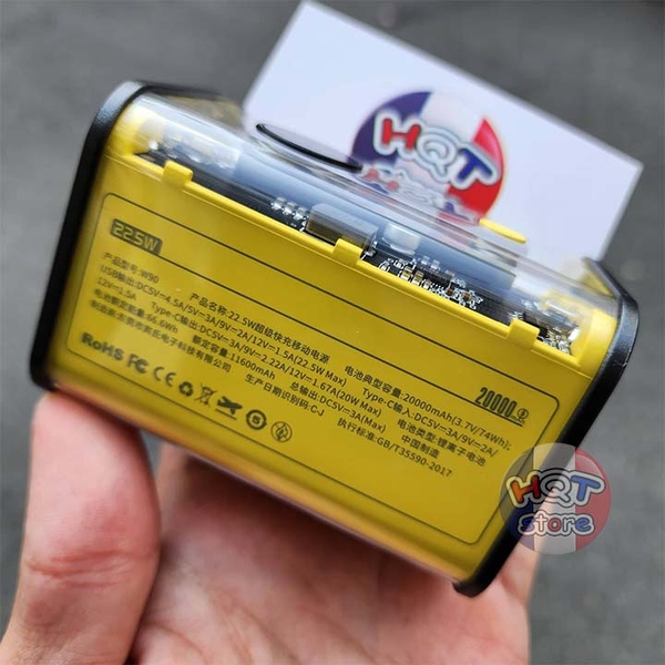 Pin sạc dự phòng trong suốt BYZ W90 20000mah PD 22.5W 20W sạc nhanh