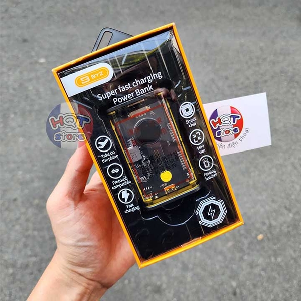 Pin sạc dự phòng trong suốt BYZ W90 20000mah PD 22.5W 20W sạc nhanh