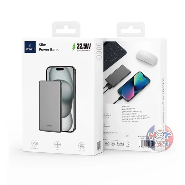 Pin sạc dự phòng WiWU Ultra Slim Wi-P013 22.5W 10000 mah siêu mỏng