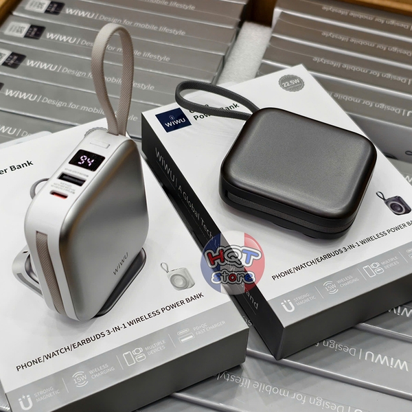 Pin sạc không dây 3in1 WiWU Small Square Cube Wi-P055 10000 mah