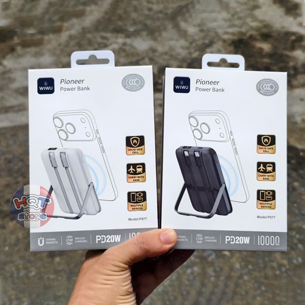 Pin sạc dự phòng không dây WiWU Pioneer Wi-P077 10000 mah có chân đế
