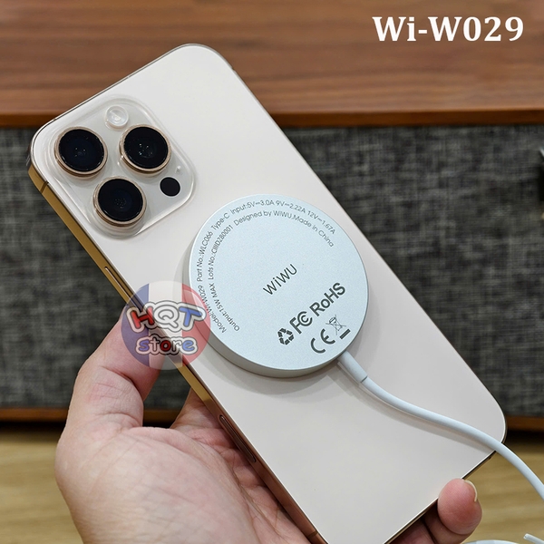 Sạc không dây Qi2 Magsafe WiWU Magnetic Wireless Charger 15W Wi-W029