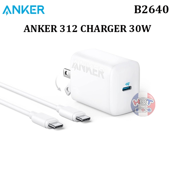 Bộ củ cáp sạc nhanh Anker 312 30W B2640 Cáp C to C chính hãng