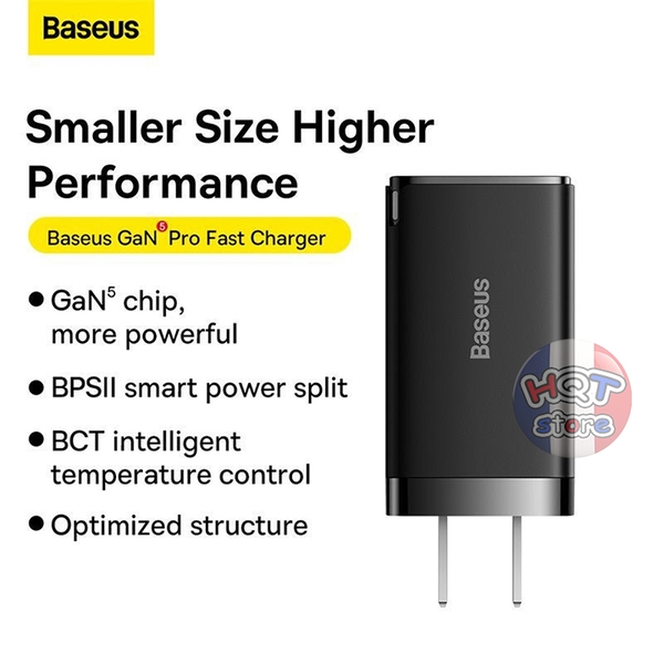 Bộ sạc nhanh đa năng Baseus 65W GaN5 Pro 65W Fast Charger Cáp C to C