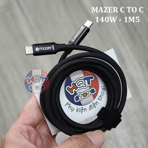 Cáp sạc nhanh bọc dù C to C Mazer 140W 1.5m (nobox)