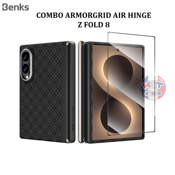 Combo kính ốp carbon ArmorGrid Air Hinge Case cho Z Fold 8