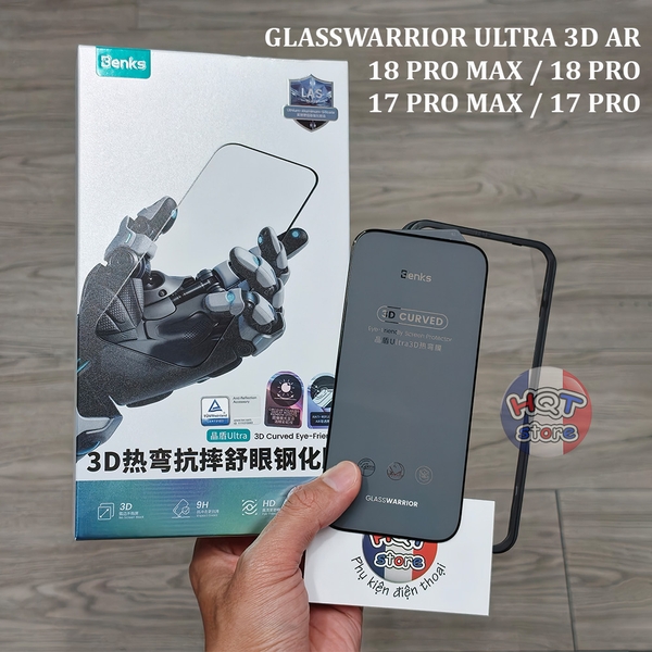 Kính Benks GlassWarrior Ultra 3D AR iPhone 18 Pro Max / 17
