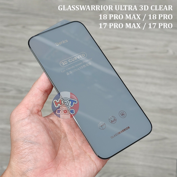 Kính Benks GlassWarrior Ultra 3D Clear iPhone 18 Pro Max / 17