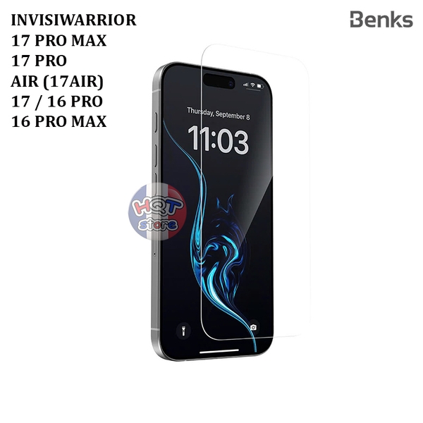 Kính Benks InvisiWarrior iPhone 17 Pro Max 17Pro Air 16 Pro Max 16Pro