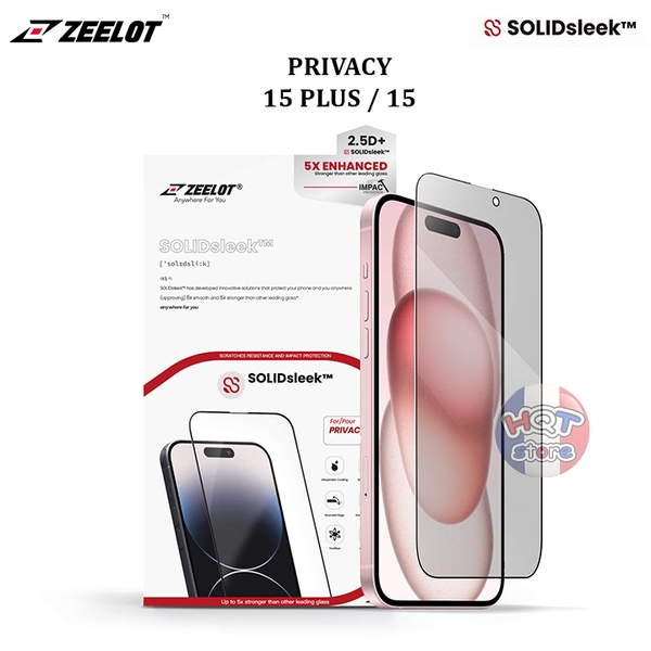 Kính chống nhìn trộm ZEELOT SOLIDsleek Privacy cho IPhone 15 Plus / 15