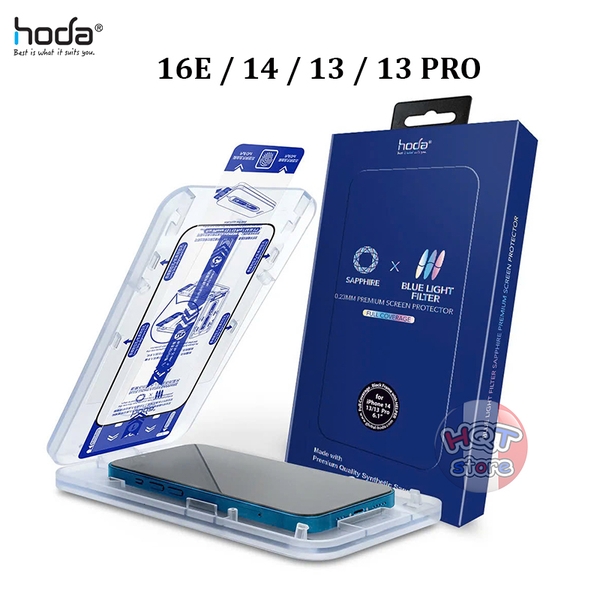 Kính cường lực HODA SAPPHIRE BLUE LIGHT IPhone 16E / 14 / 13 / 13 Pro