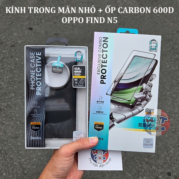 Kính Cường Lực + Ốp lưng sợi carbon Benks 600D A1 Case Oppo Find N5