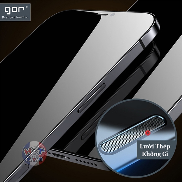 Kính full trong có lưới loa Gor Clear 2.5D IPhone 12 Pro Max / 12 Pro