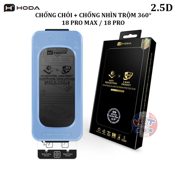 Kính HODA 2.5D 2in1 AR + Privacy 360 độ IPhone 18 Pro Max Pro