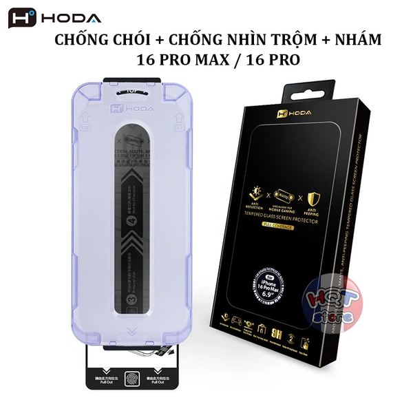 Kính HODA 2.5D 3in1 ANTI-PEEPING + MATTE + AR IPhone 16 Pro Max 16 Pro