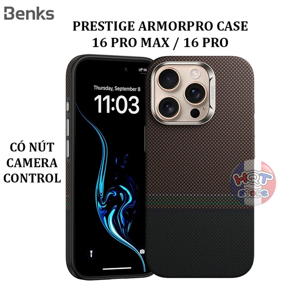 Ốp lưng carbon Benks Prestige ArmorPro Case iPhone 16 Pro Max / 16 Pro