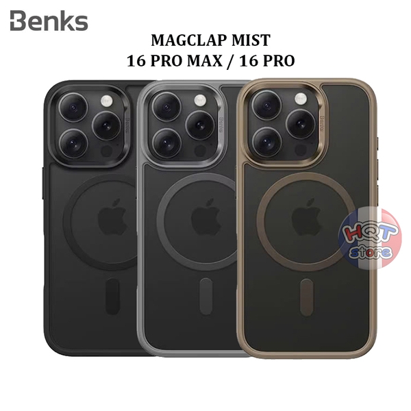 Ốp lưng nhám Benks MagClap Mist 1.6mm cho IPhone 16 Pro Max / 16 Pro