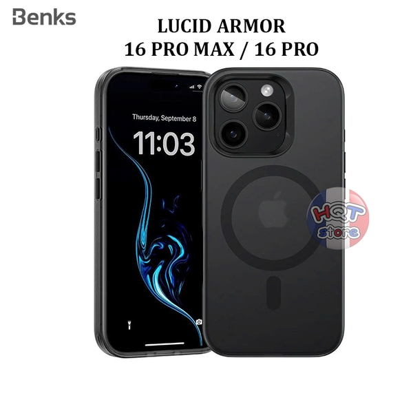 Ốp lưng nhám mờ Benks Lucid Armor cho IPhone 16 Pro Max / 16 Pro