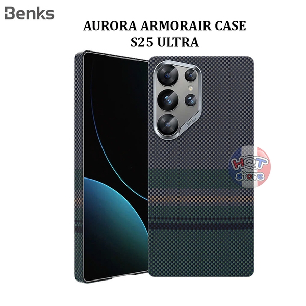 Ốp lưng sợi carbon 600D Benks Aurora ArmorAir Case cho S25 Ultra