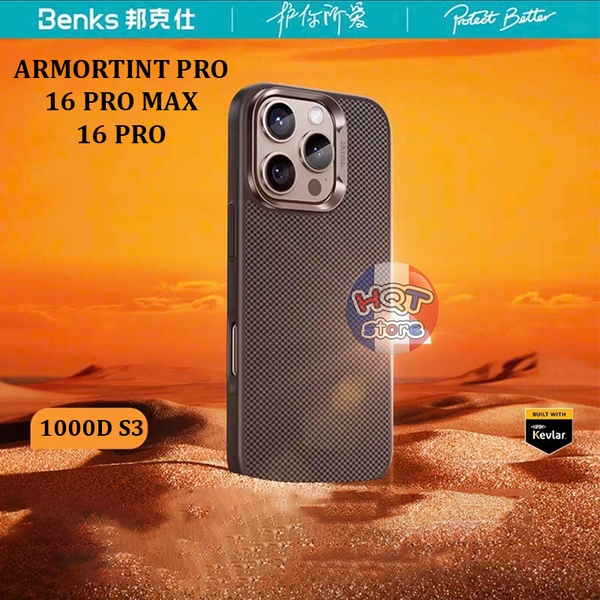 Ốp lưng sợi carbon Benks ArmorTint PRO S3 Case IPhone 16 Pro Max 16 Pro