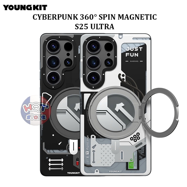 Ốp lưng Youngkit Cyberpunk 360 độ Spin Magnetic Stand Case S25 Ultra