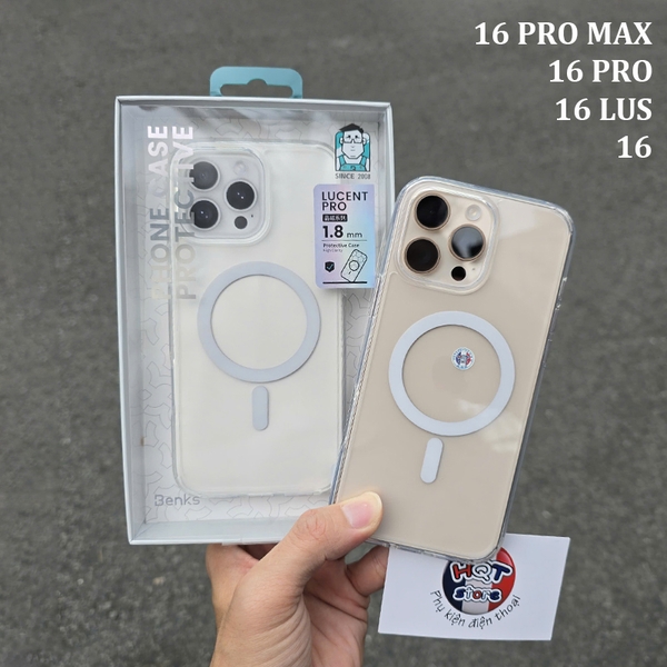 Ốp Magsafe Benks Magclap Crystal iPhone 16 Pro Max 16Pro 16 Plus 16