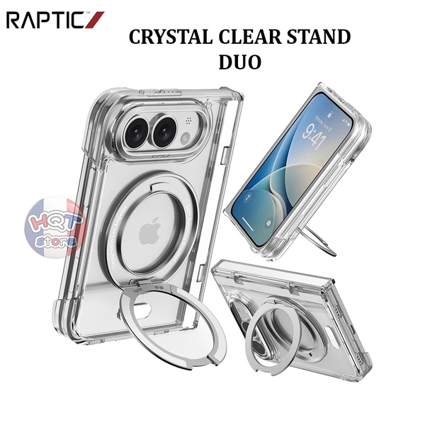 Ốp Raptic Crystal Clear Stand iPhone Duo Trong Suốt MagSafe