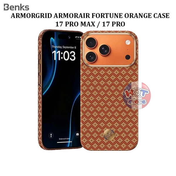 Ốp Sợi Kevlar Benks Fortune Orange iPhone 17 Pro Max / 17 Pro