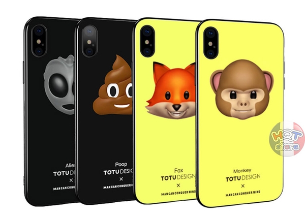 Ốp lưng Kính 9H Hình Animoji Totu cho IPhone X