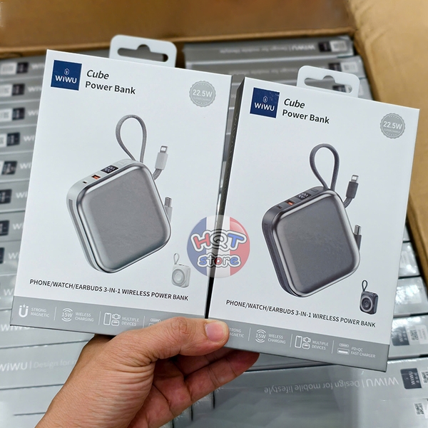 Pin sạc không dây 3in1 WiWU Small Square Cube Wi-P055 10000 mah