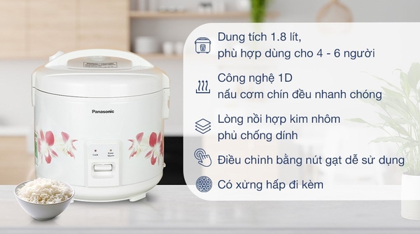 Nồi cơm nắp gài Panasonic 1.8 lít SR-MVN18FRAX