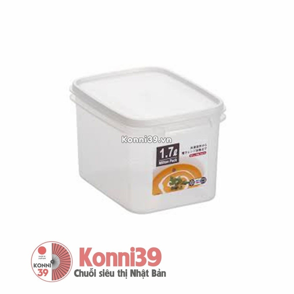 Hộp nhựa chữ nhật nắp mềm 1,7L - xanh Konnichiwa Mart