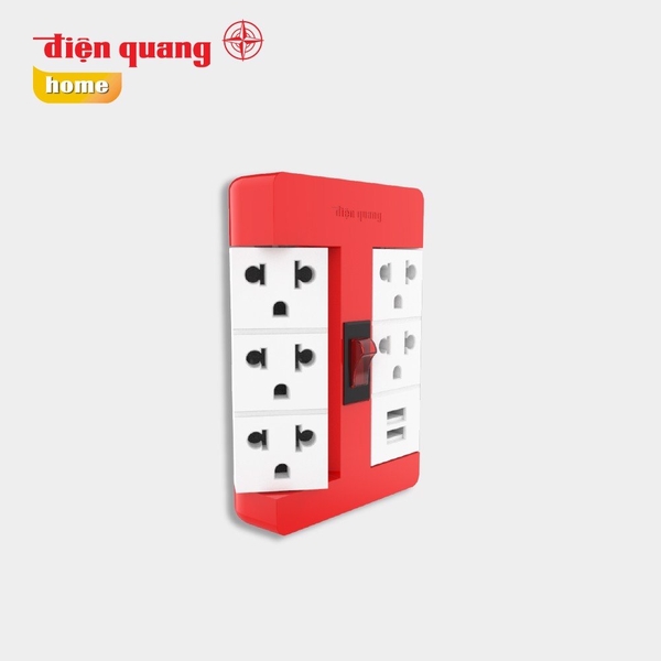 Ổ cắm Xoay 90° Điện Quang ĐQ ESK RT 53RW 2USB ( 5 lỗ 3 chấu, 2USB, nhiều màu)