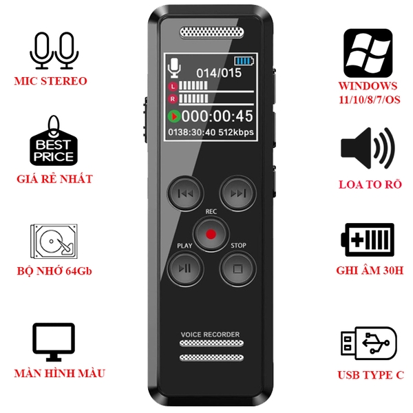 Máy Ghi Âm SUNTECH V61- 64Gb