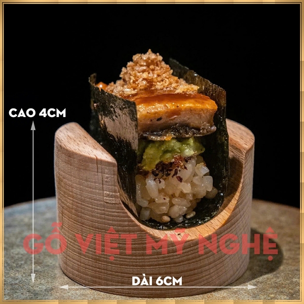 Đế gỗ hình tròn Φ6cm trưng bày Sushi Taco - trang trí món ăn Sushi Nhật Bản - Gỗ tự nhiên nguyên khối