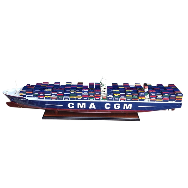 Mô Hình Tàu Container Chở Hàng CMA CGM - Thân 100cm - Gỗ Tự Nhiên